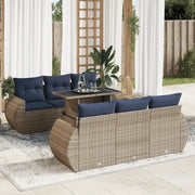Set Divani da Giardino 7pz con Cuscini Grigio Polyrattan Acacia 3326582
