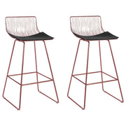 Set di 2 sgabelli in metallo oro rosa stile moderno contemporaneo soggiorno cucina sedie alte