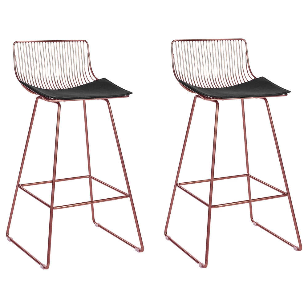 Set di 2 sgabelli in metallo oro rosa stile moderno contemporaneo soggiorno cucina sedie alte