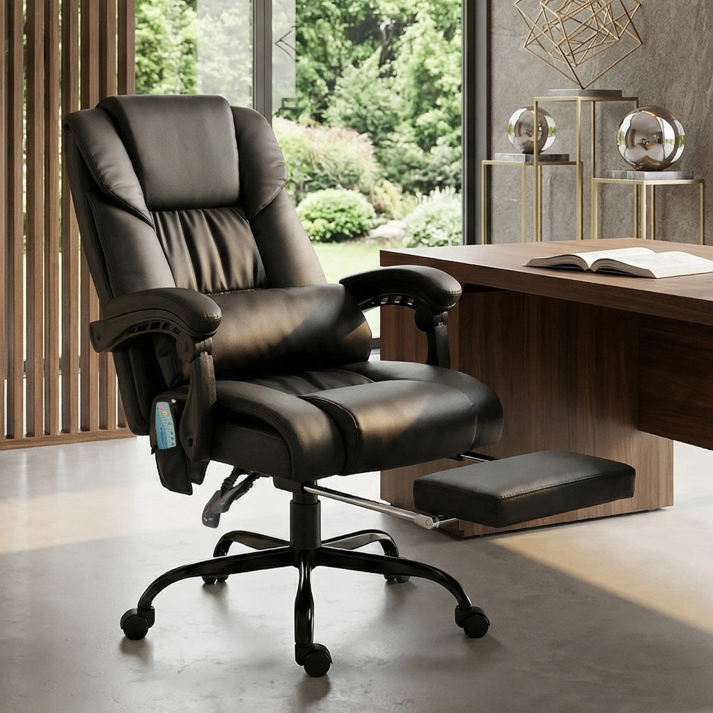 Sedia da Ufficio Ergonomica con Massaggio e Poggiapiedi ¨C Zephmum ¨C Schienale Alto, Supporto Lombare, Nero