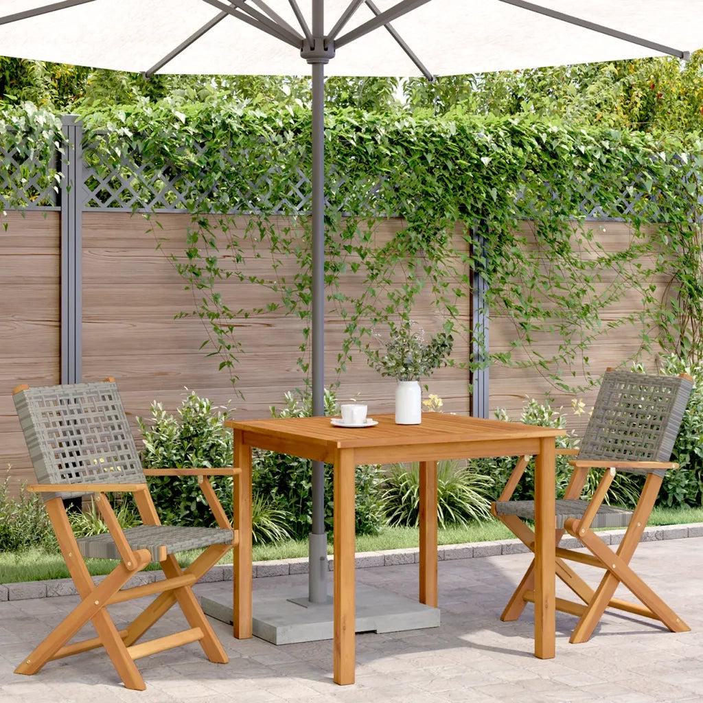 Sedie da Giardino 2 pz | Sedie da Esterno Grigie Legno Massello Acacia e Polyrattan