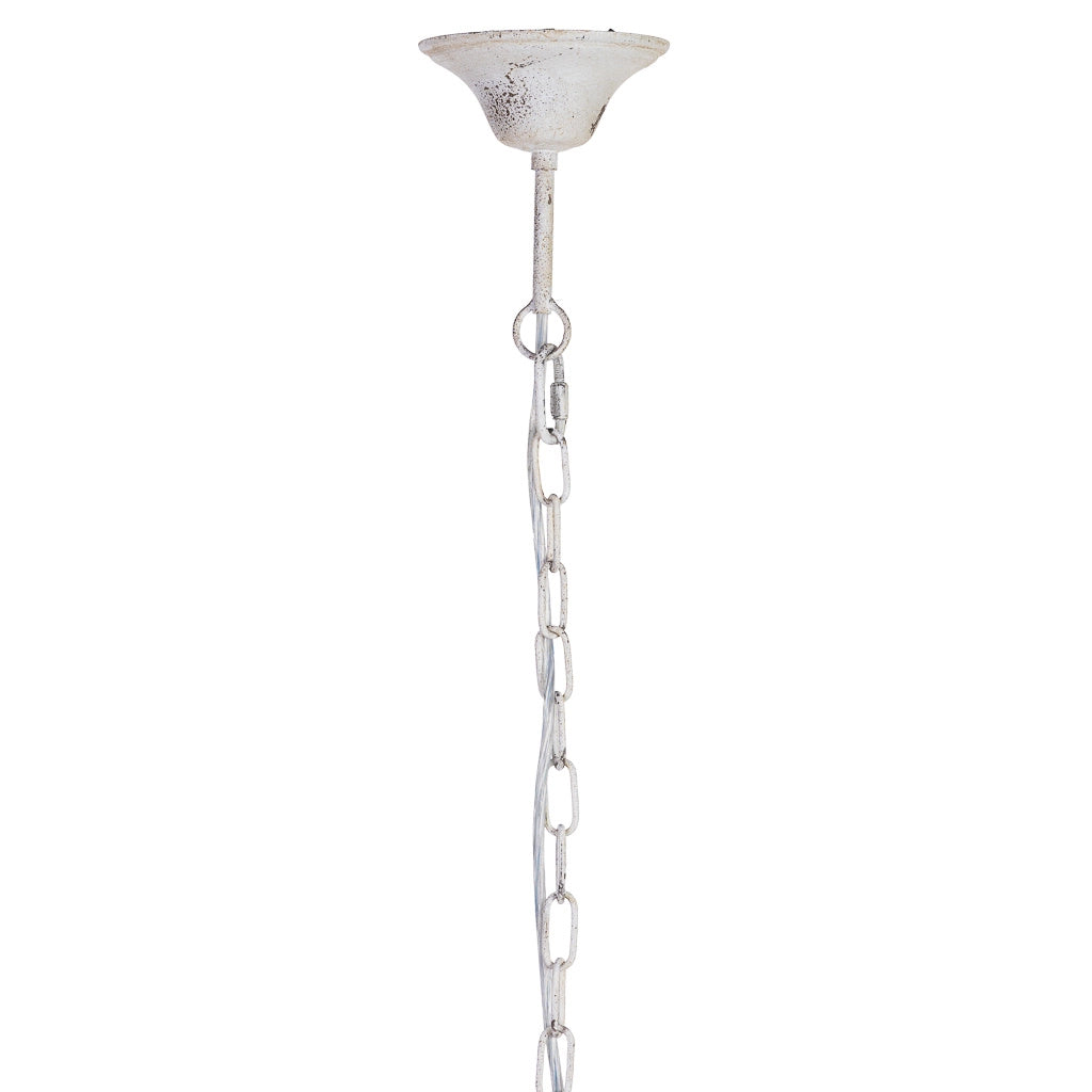 Lampada da soffitto in legno e metallo bianco invecchiato 68x60x64h