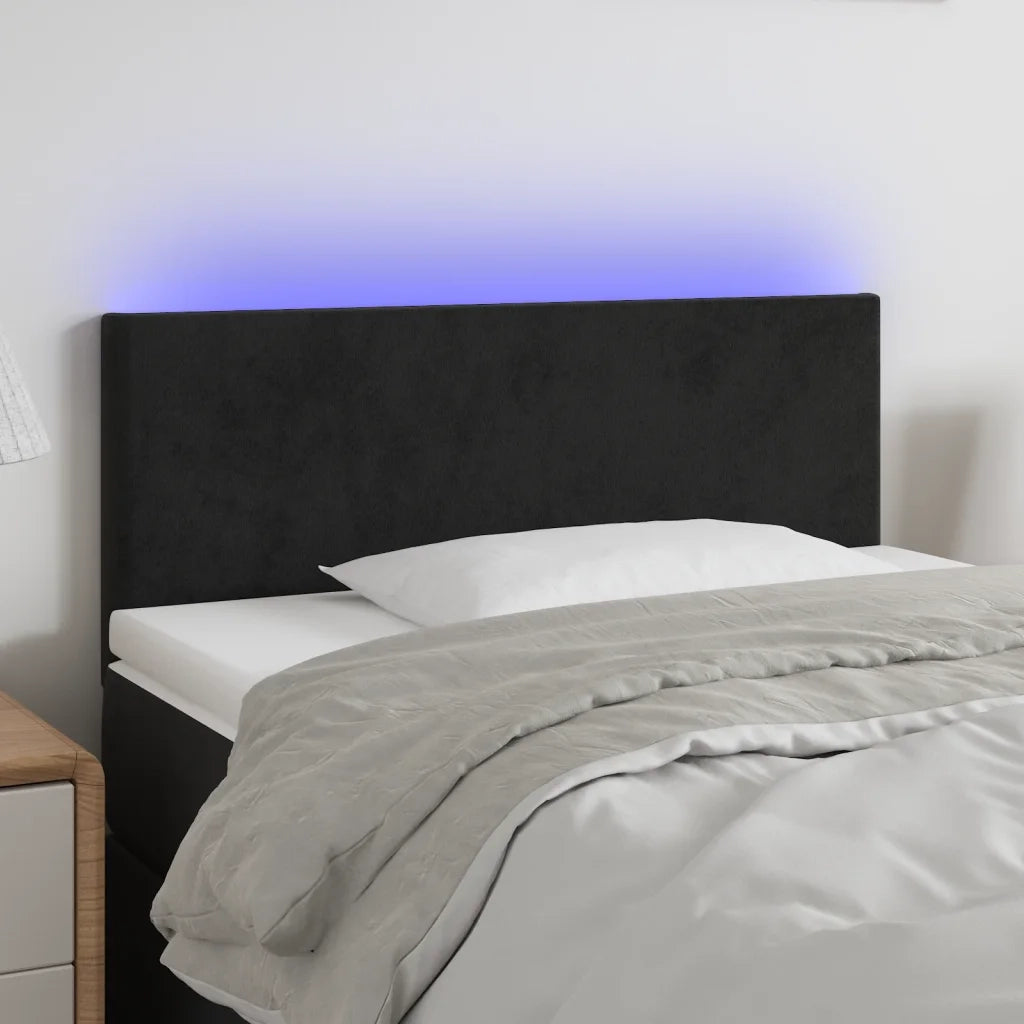 Testiera | Testata a LED Nera 80x5x78/88 cm in Velluto
