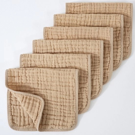 Set di asciugamani per bambini 20" x 10", confezione da 6 - Grande, 6 strati, ultra-assorbenti, cotone per la saliva e la sporcizia dei bambini - Leggeri, sicuri e morbidi asciugamani per bambini per bambini maschi e femmine - marrone