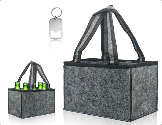 Porta-birra riutilizzabile per 6 bottiglie - Ideale per feste - Grigio - Perfetto per il padre - Per picnic e viaggi