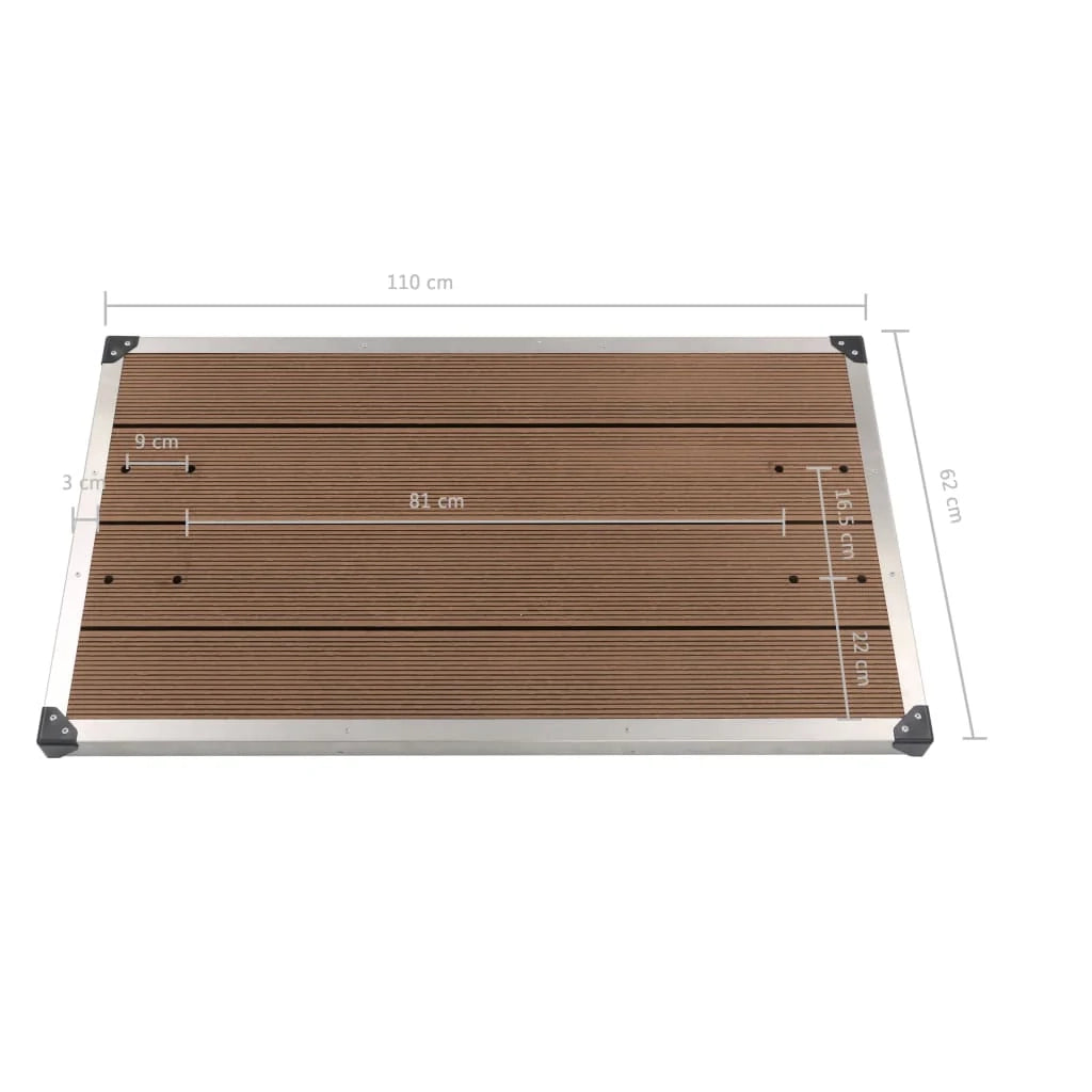 Piatto doccia da esterno piatto doccia da giardino piatto doccia da terrazza piatto doccia da piscina acciaio inox WPC 110 x 62 cm marrone 02_0001982