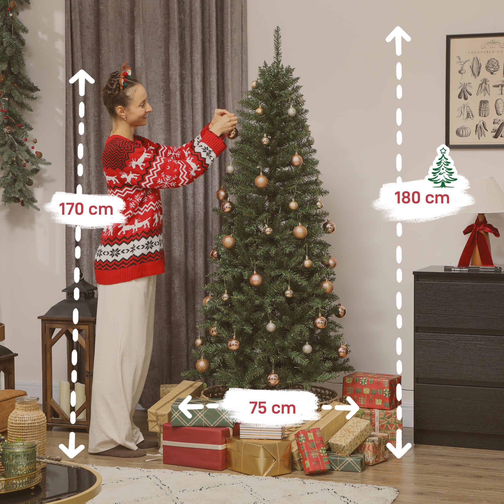 Albero di Natale Artificiale 180 cm 899 Rami con 250 Luci LED Bianche e Colorate 9 Modalità Verde