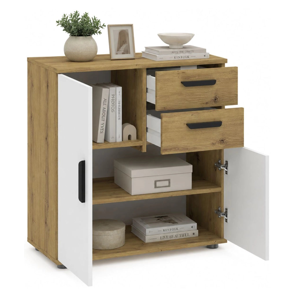 Madia Leretifa, Credenza 2 Cassetti, 71x33x75h cm Marrone Rovere