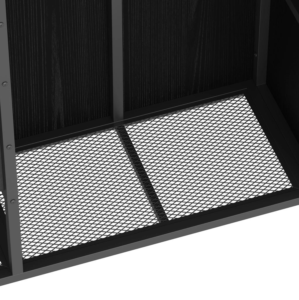 Letto a soppalco 90x200 cm con 2 cassetti, armadio aperto e LED multicolore