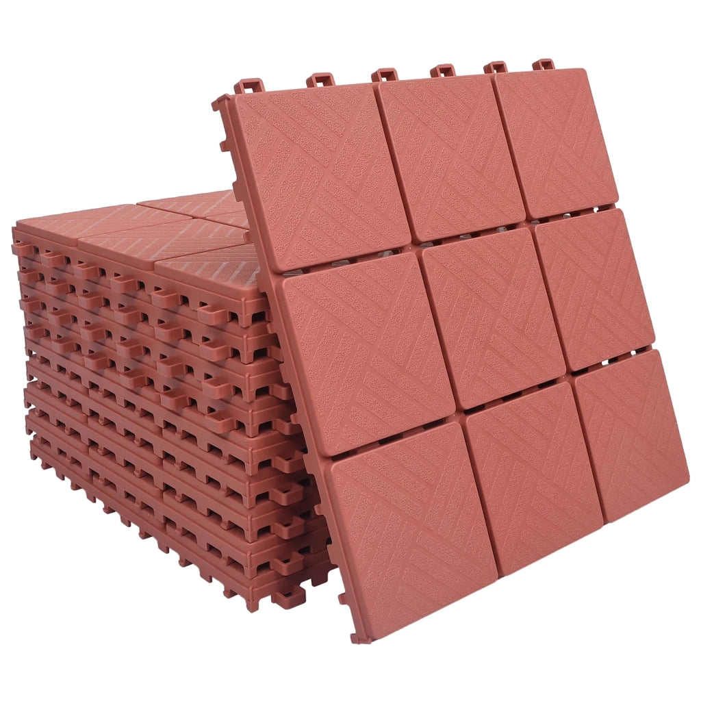 Piastrella per Decking 10 pcs Rosso 30,5 x 30,5 x 2,2 cm