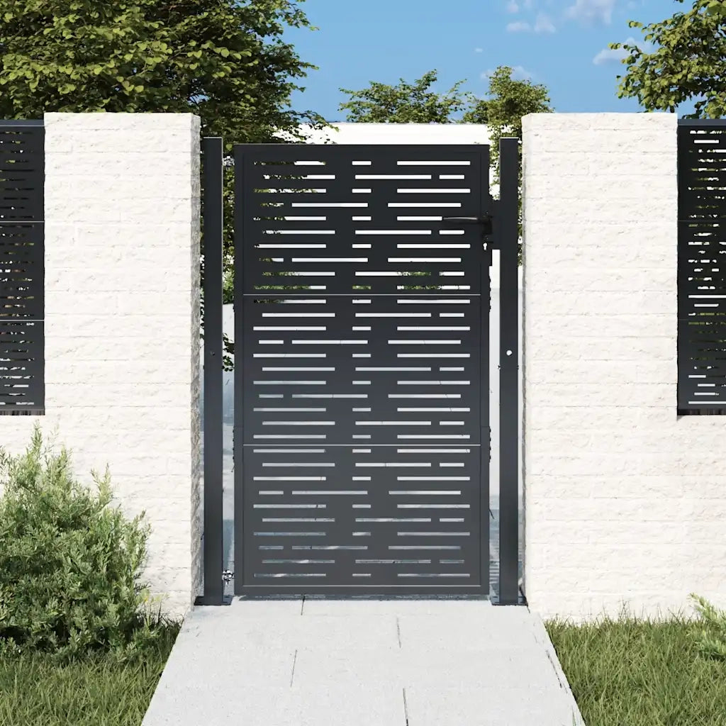 Cancello Giardino Antracite 105x155 cm Acciaio Design Quadrato
