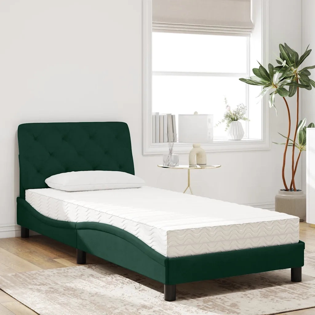 Letto con Materasso Verde Scuro 90x200 cm in Velluto 3208637