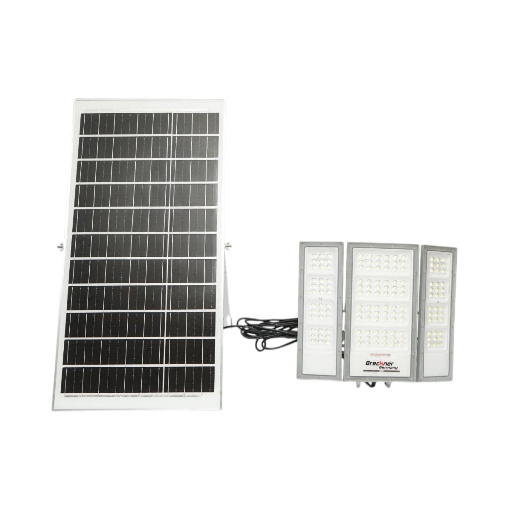 Lampada LED da 2400 lm, 6500 K con pannello solare da 40 W, batteria LifePO4 da 3,2 V/30 Ah, sensore di movimento e telecomando IP66. Breckner Germany