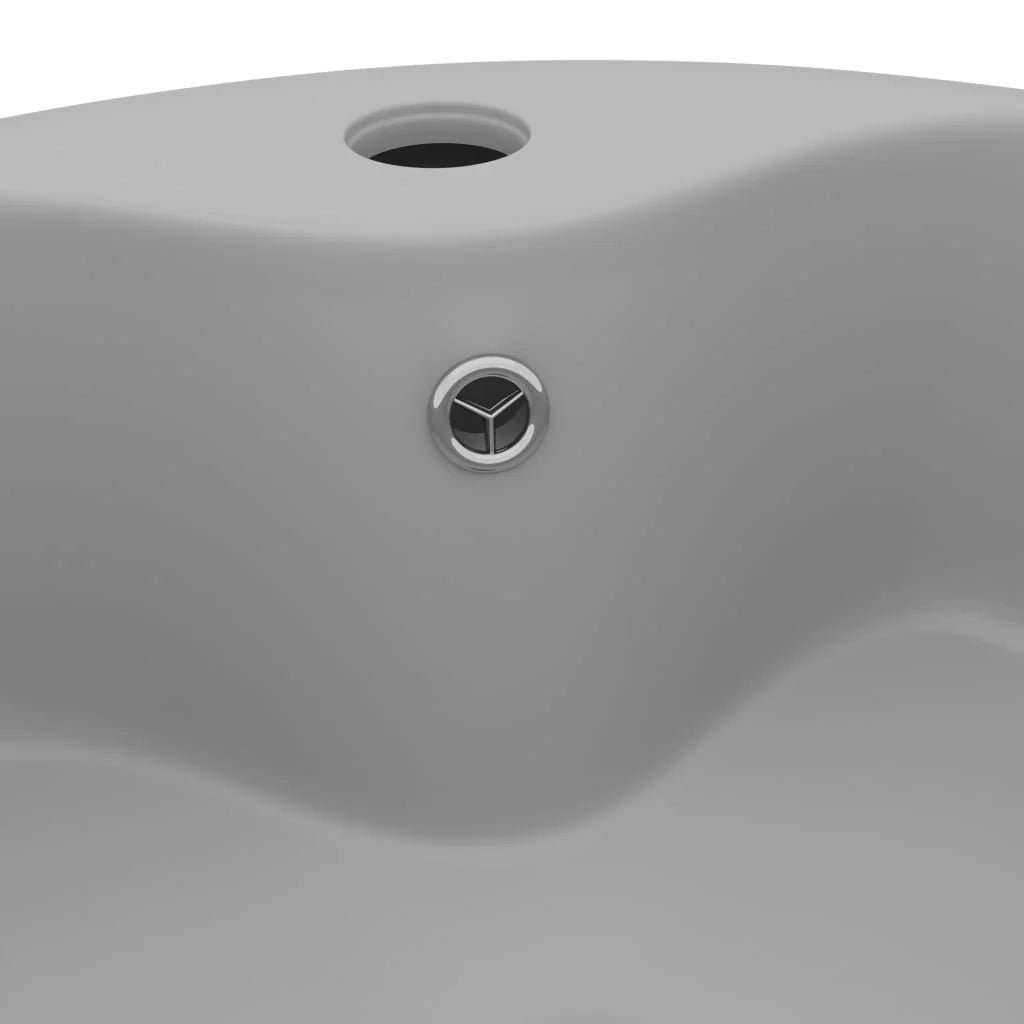 Lavabo di lusso con troppopieno lavabo da appoggio lavabo da bagno stanza da trucco casa 36x13 cm ceramica grigio chiaro opaco 02_0002779