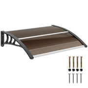Pensilina da Esterni Impermeabile e Anti-UV, in PC, PP e Alluminio, 75x100x23 cm, Marrone e Nero