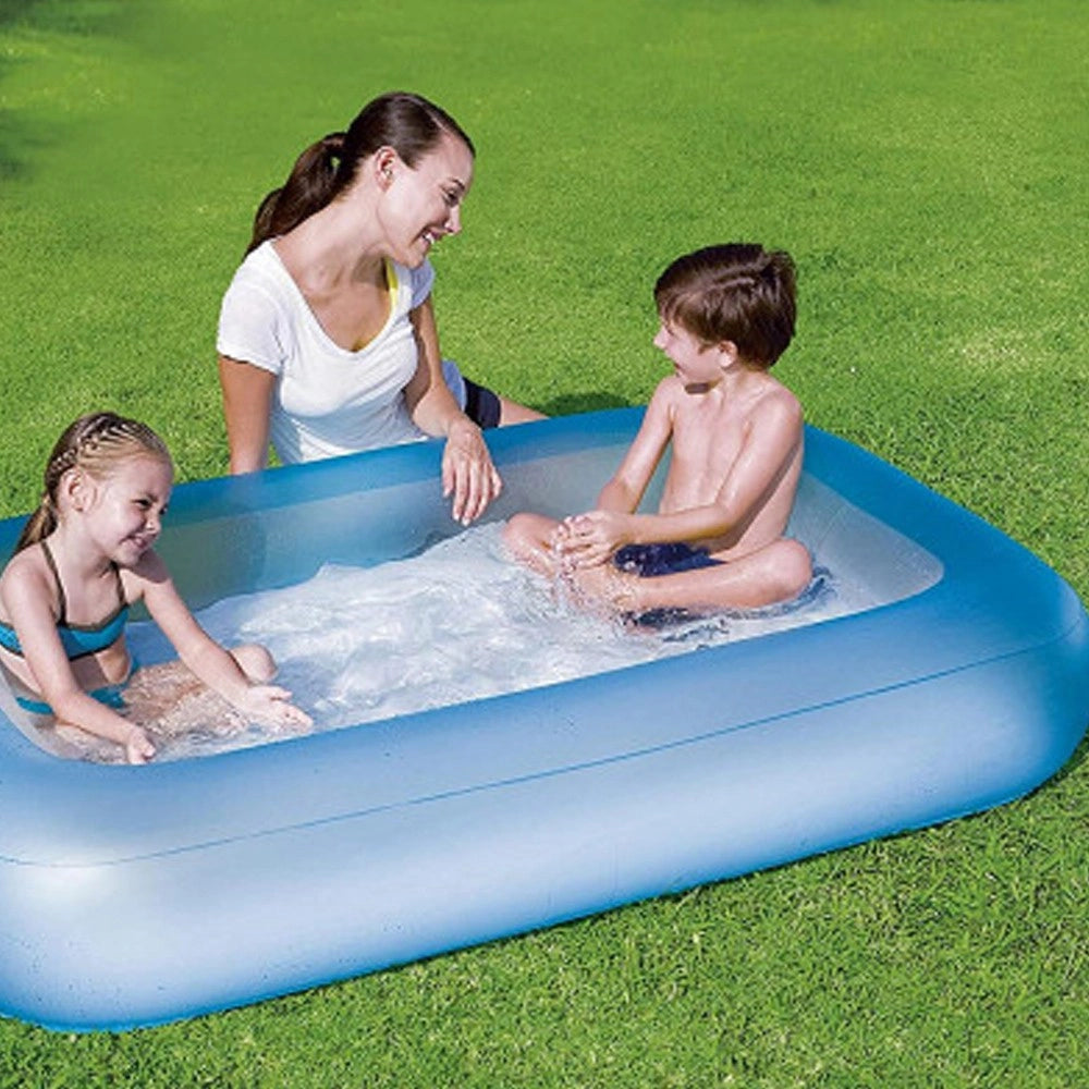 Trade Shop - Piscina Gonfiabile Rettangolare 165 X 104 X 25 Cm Con Fondo Gonfiabile Bambini -