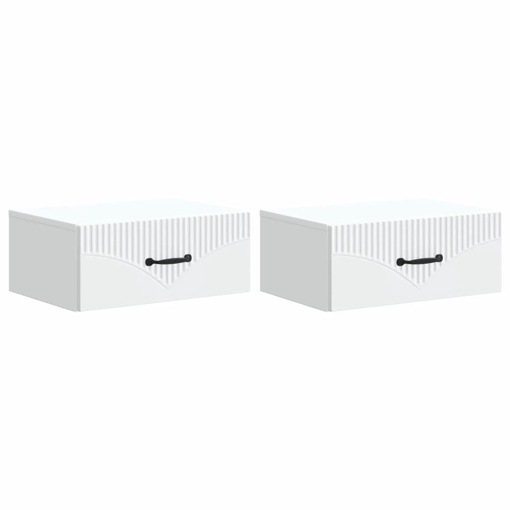 Set di 2 Comodini | Armadio da Notte | Mobiletto da notte a muro Bianco 49 x 34,5 x 20 cm