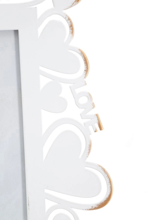 Cornice Heart 25x14,5x27,7 cm in Ferro e Vetro Bianco e Oro