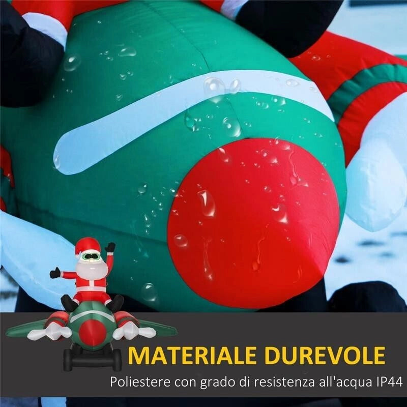 BABBO NATALE GONFIABILE CON LUCI LED INTEGRATE 220X178X160CM MULTICOLORE