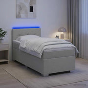 Letto con Box Spring, Materasso e LED Grigio Chiaro 90 x 190 cm 3451833