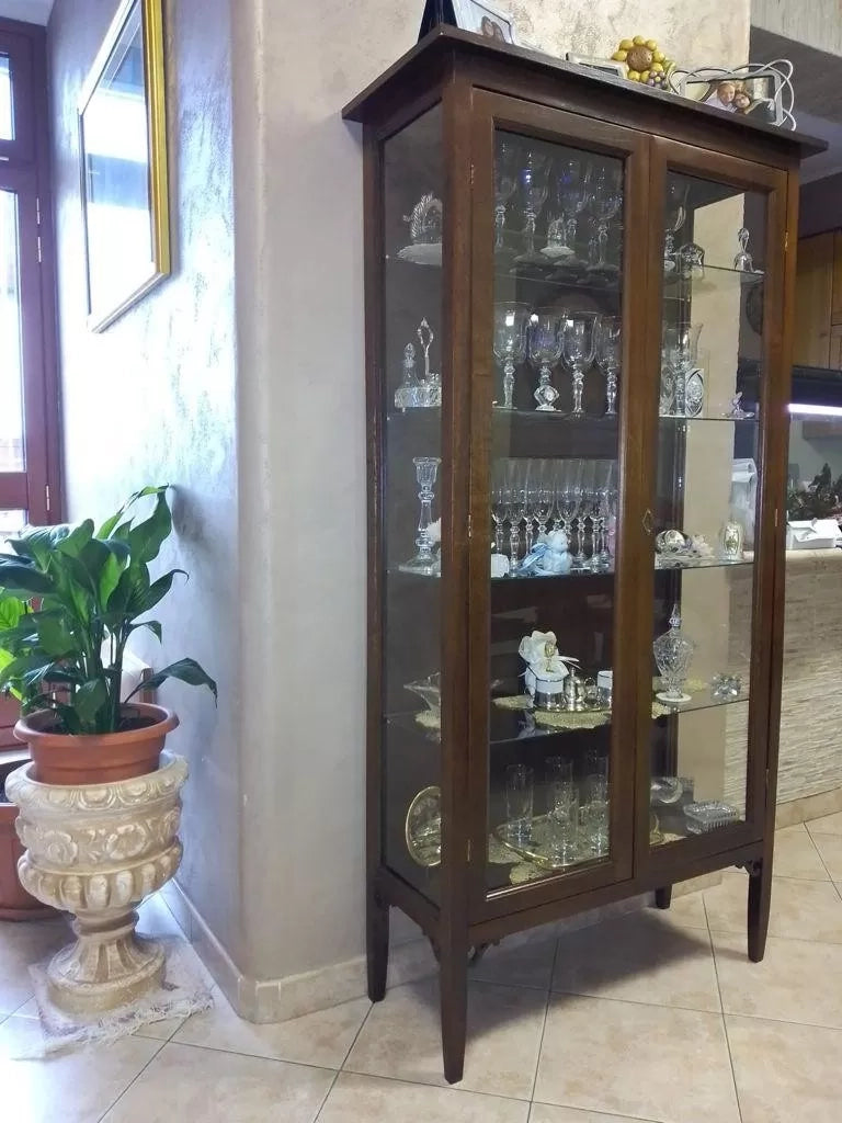 Vetrina arte povera color noce in legno l.89 p.34 h.170 (177) - Mobili 2G