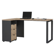 Scrivania Medard, Scrittoio multiuso, Tavolo per ufficio porta PC, Piano di lavoro, 150x100 h76 cm, Rovere e Grigio