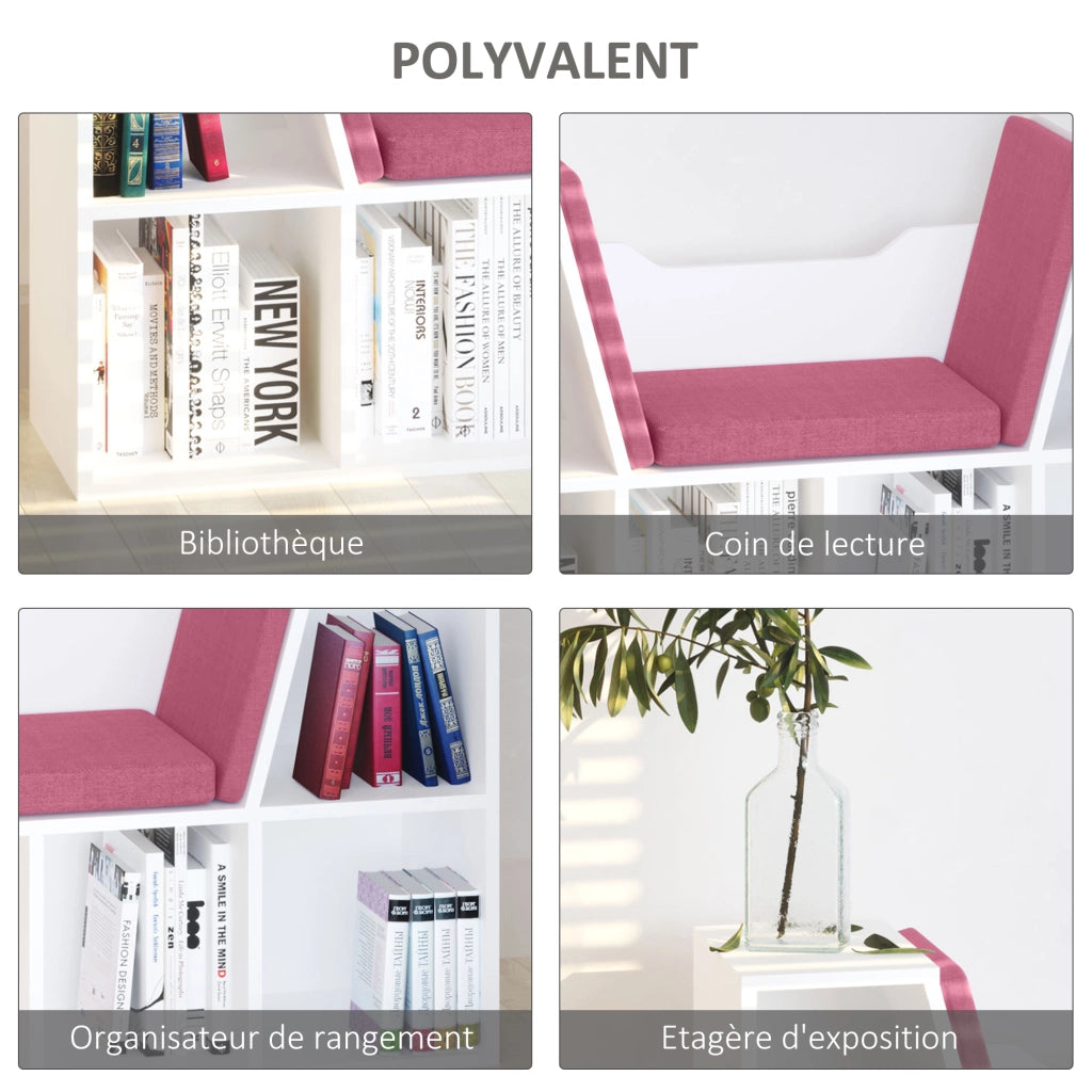 Libreria a 6 scomparti con panca ¨C zephmum ¨C rosa 102x30x61 cm