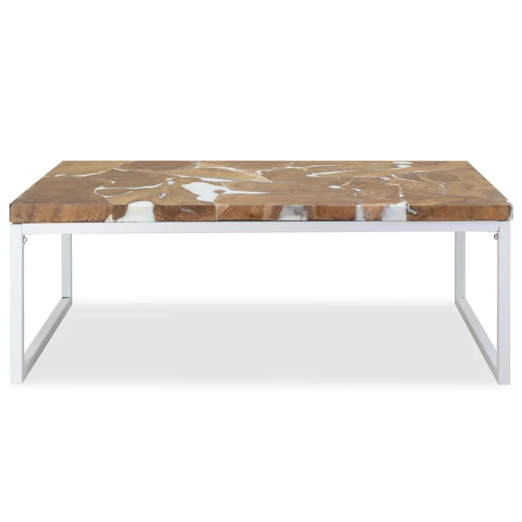 Tavolino da CaffÃ¨ in Legno di Teak e Resina 110x60x40 cm cod mxl 27191