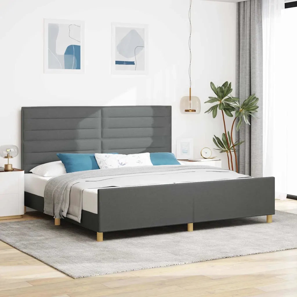 Struttura del letto Grigio scuro 200 x 200 cm Tessuto 3344677