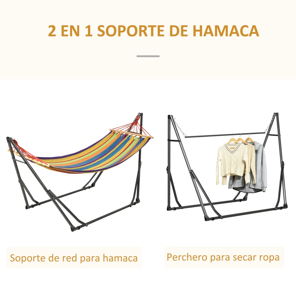 Amaca con Tendaio Pieghevole 2 in 1 ¨C Minimal ¨C Grigio 270x100x94 cm