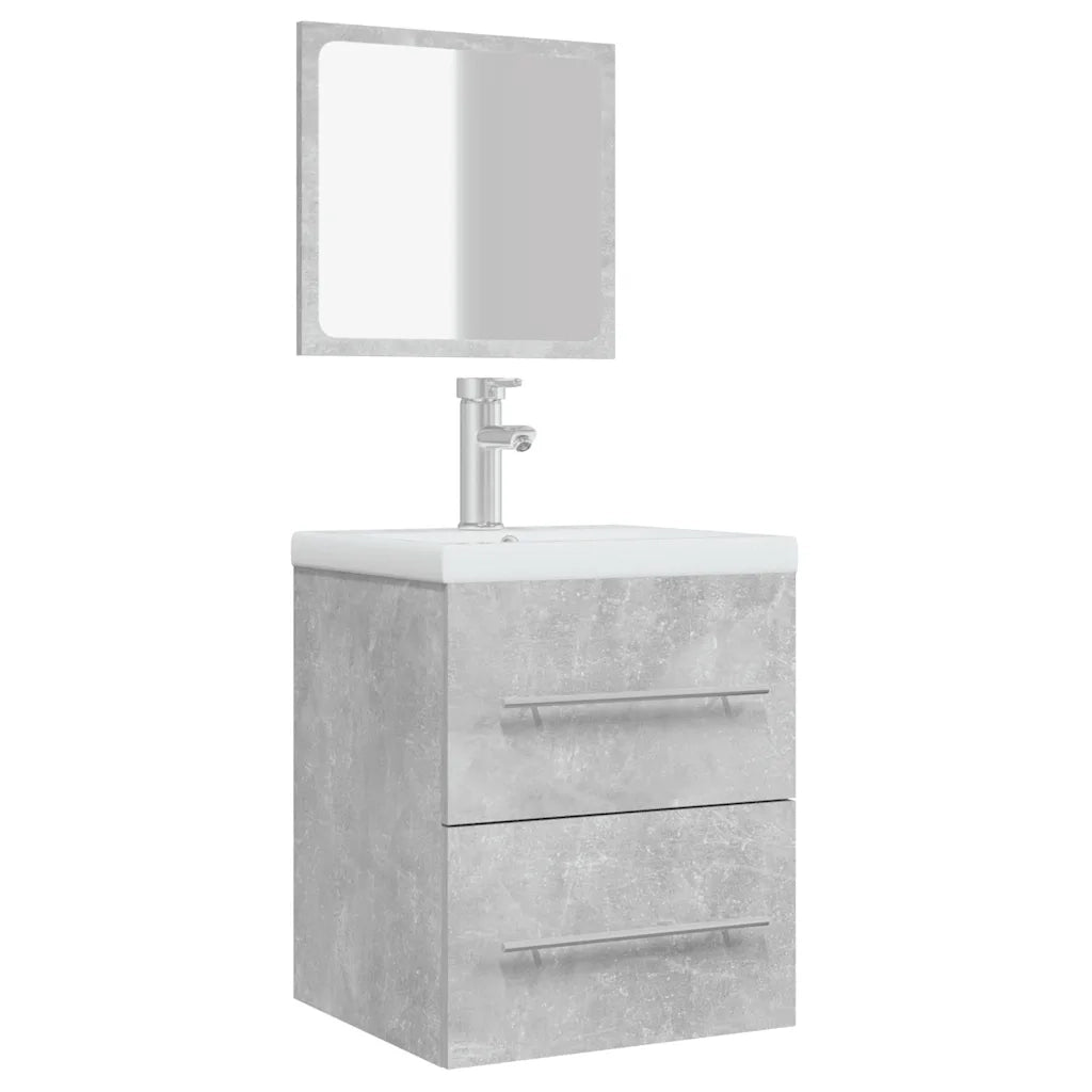 Mobile da Bagno con Specchio Grigio Cemento 41x38,5x48 cm