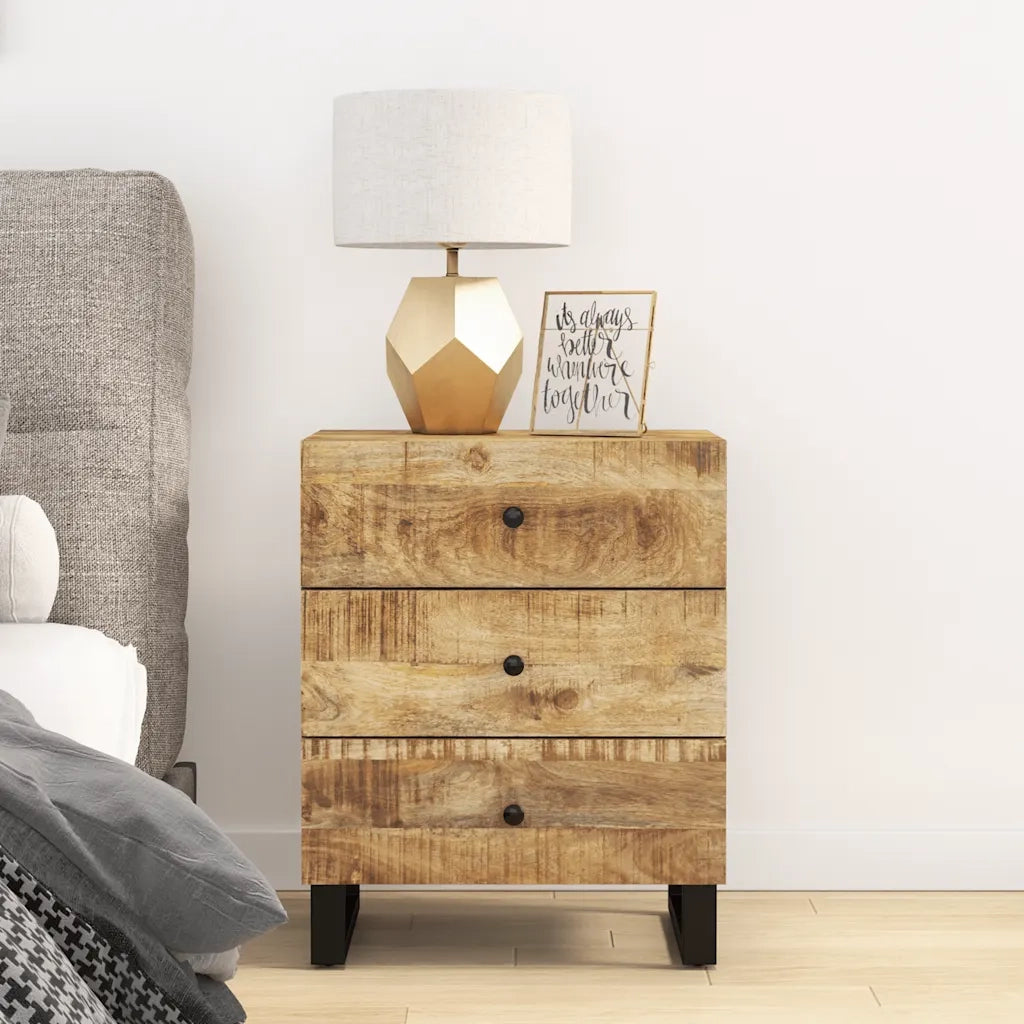 Comodino | Armadio da Notte | Mobiletto da notte 50x33x62cm Legno Massello di Mango e Legno Multistrato
