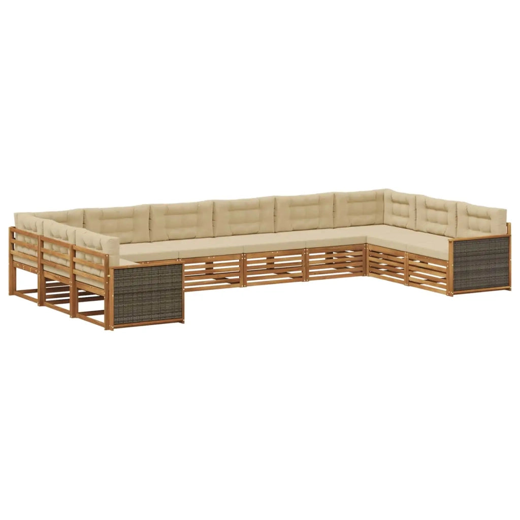 Set divani con cuscino 10 pcs Legno di Acacia Massello 3383891