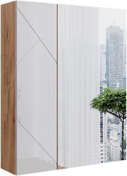 Mobile a specchio per il bagno Irma, Rovere Goldkraft/bianco lucido, 60 x 75 cm