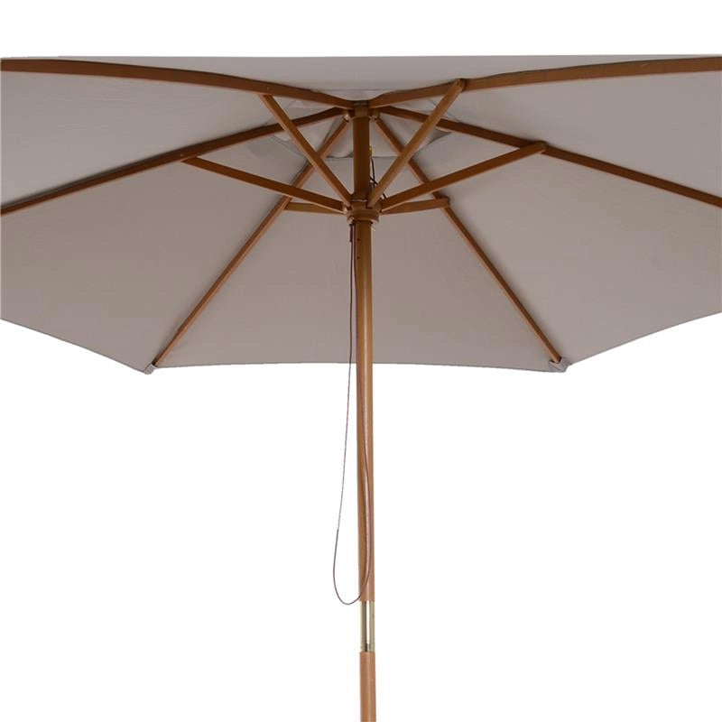 OMBRELLONE DA GIARDINO A 6 STECCHE IN LEGNO E TESSUTO POLIESTERE, 2.5X2.3M, GRIGIO