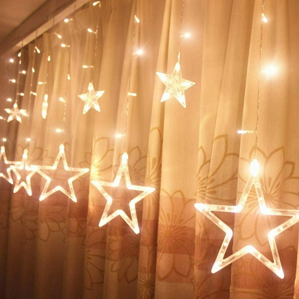CATENA TENDA LUMINOSA DI NATALE LUCI NATALIZIE CON LED LUCE CALDA STELLA ADDOBBI PER INTERNO xc-3003