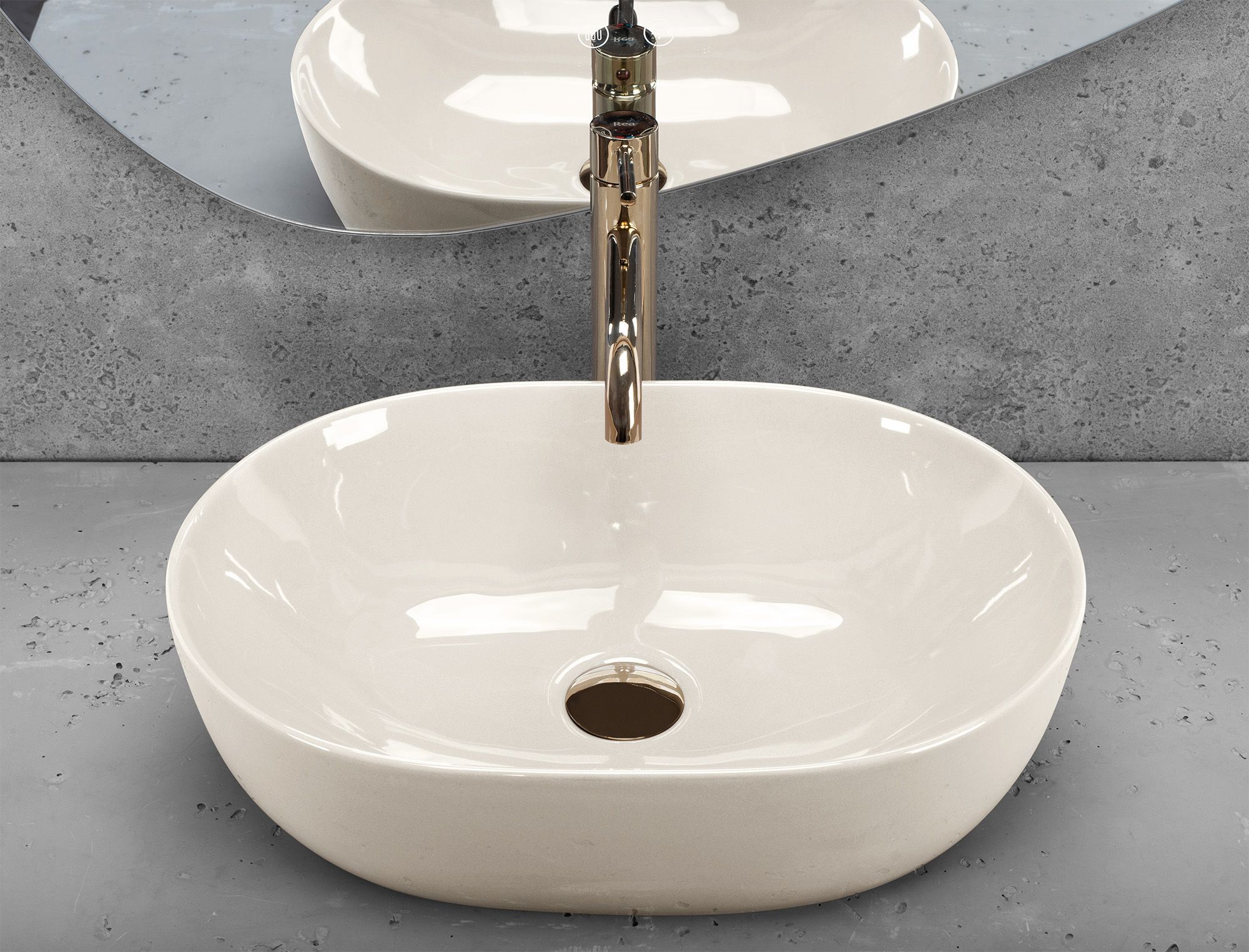 Lavabo Da Appoggio Rea Lisa Ecru Shiny