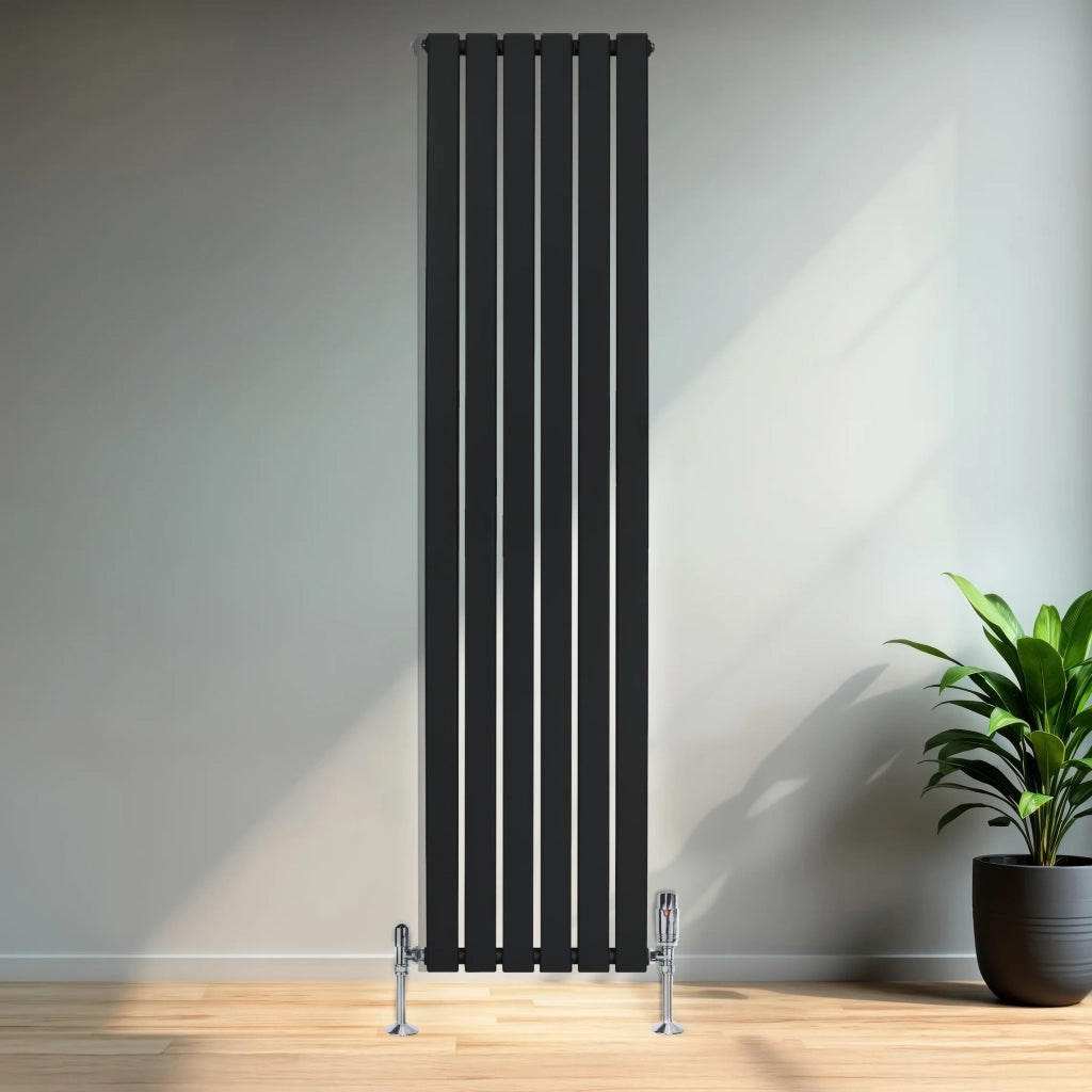 Radiatore Verticale Design Piatto Colonna Singola Nero 1800x420 mm