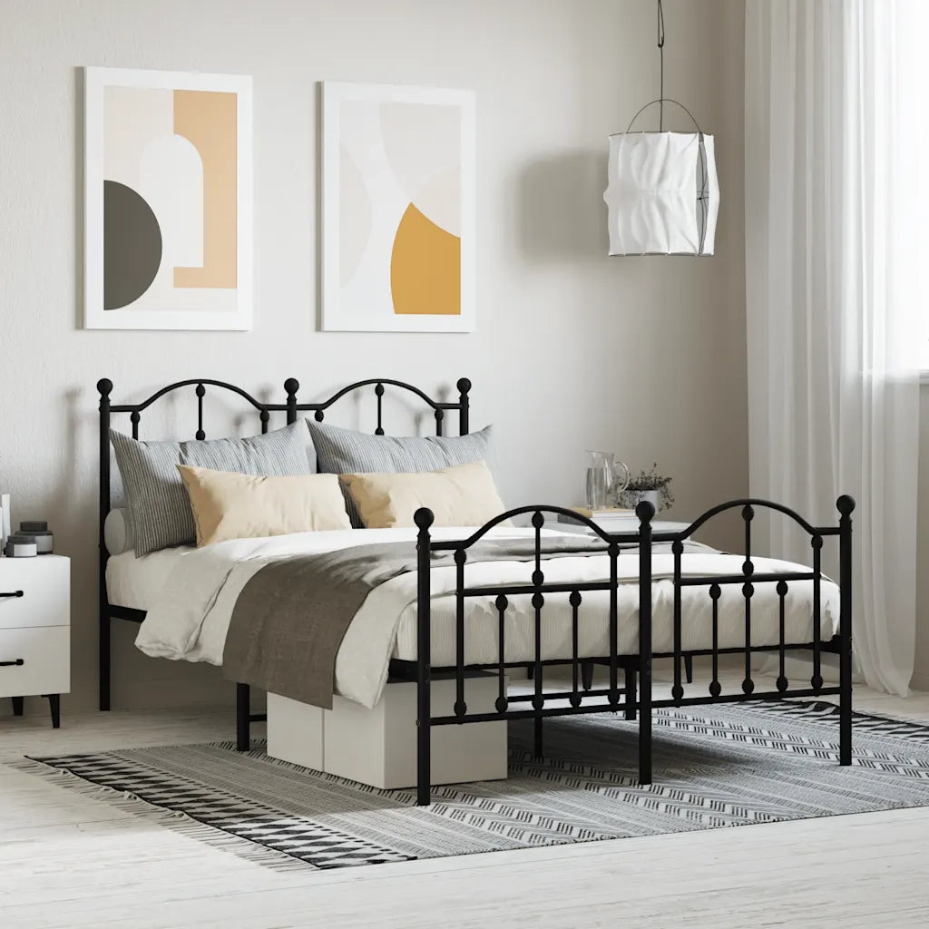 Giroletto con Testiera e Pediera Metallo Nero 120x200 cmcod mxl 81844