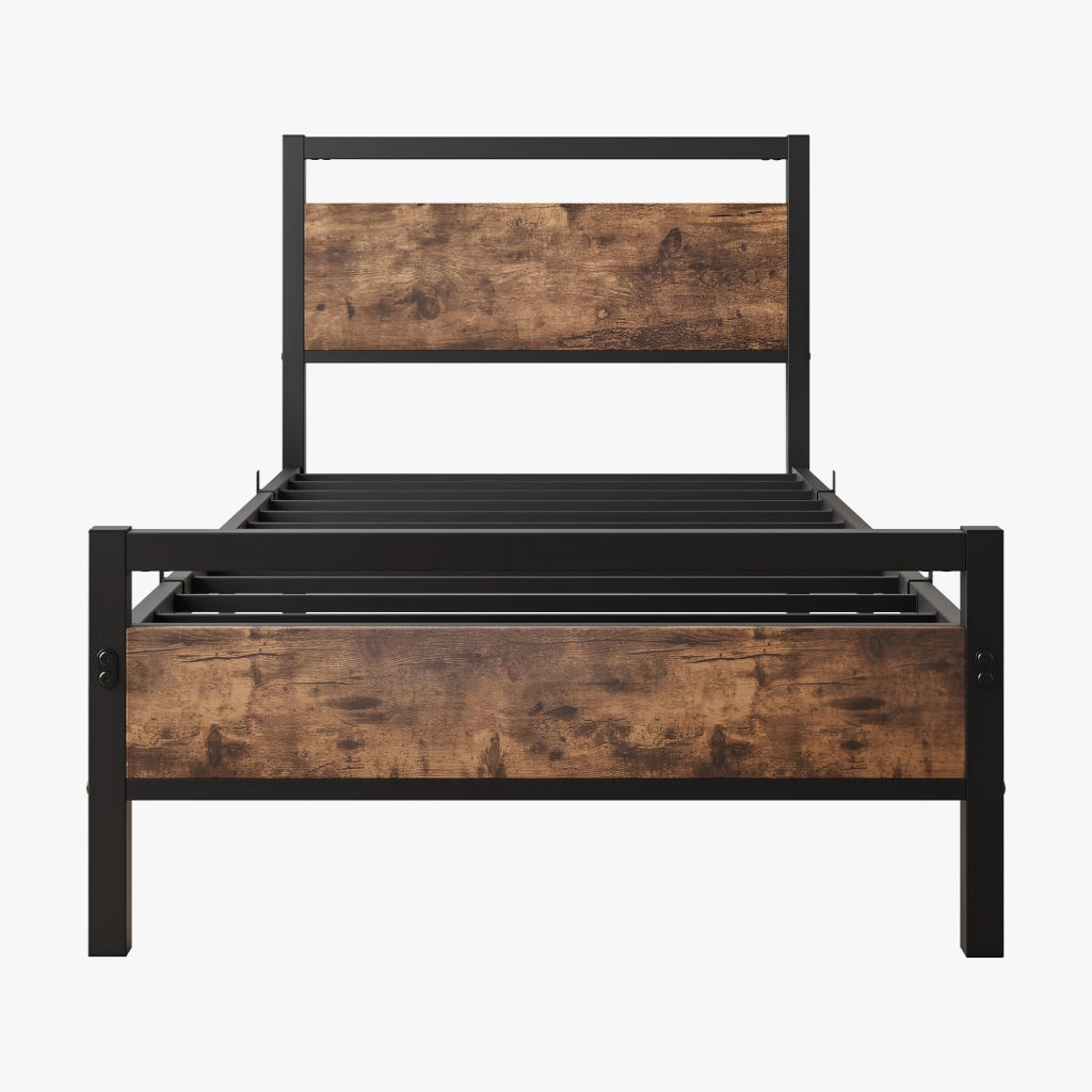 Struttura letto singolo 90x200 cm in MDF e metallo con rete a doghe, stile moderno