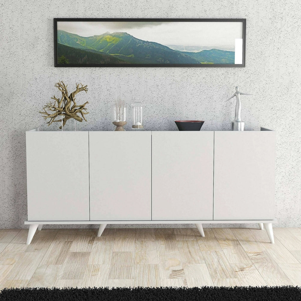 Madia Paine, Credenza 2 Ripiani, 180x45x81h cm Bianco