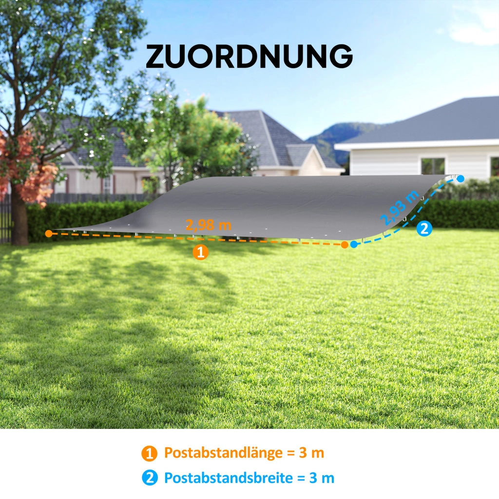 Copertura Pergola Tetto 3x3m ¨C zephmum ¨C 298x293 cm Grigio Scuro