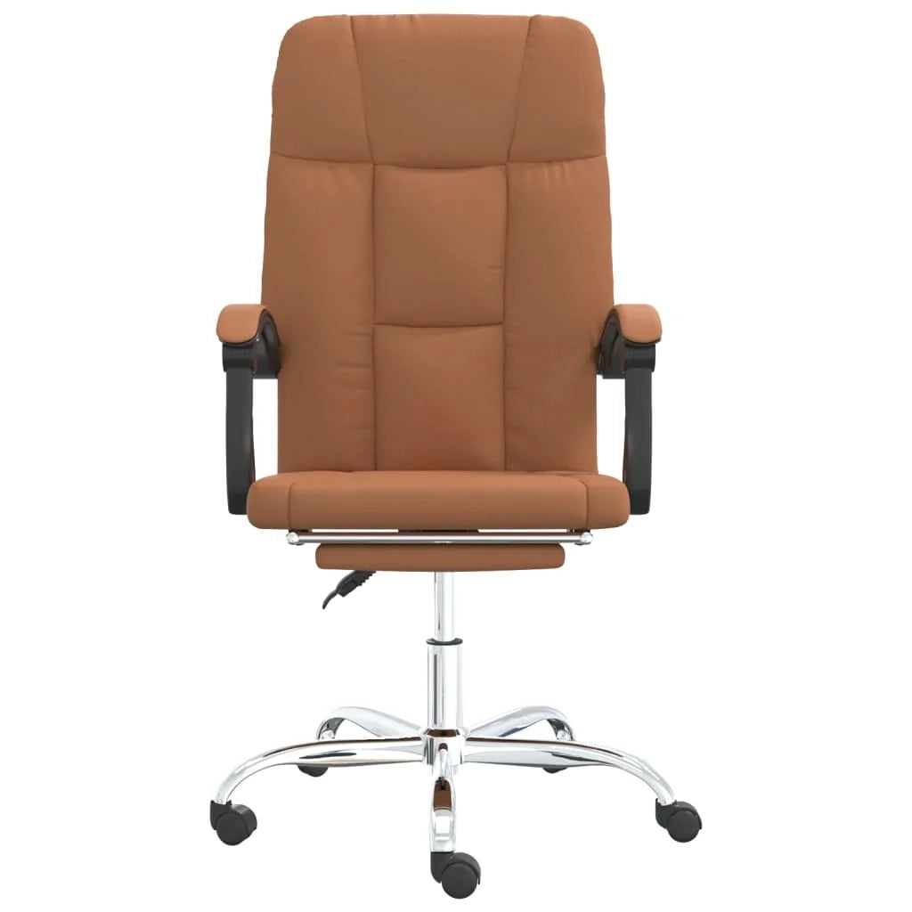 Sedia da ufficio in similpelle marrone con seduta girevole e reclinabile adatta per l'uso al computer o per lo studio 02_0024257