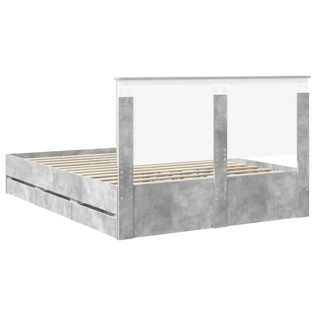Letto matrimoniale | Letto per adulti | Struttura del letto con cassetto Grigio cemento 150 x 200 cm