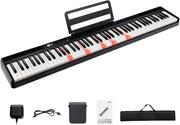 Tastiera Pianoforte Elettronica 88 Tasti, Pianoforte Digitale con Luci, Tastiera Elettronica con Borsa, 128 Ritmi e Toni, Sustain Pedale, Midi/USB/Bluetooth, per Principianti Bambini Adulti