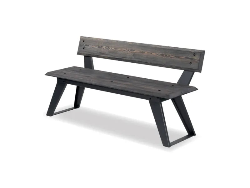 Panca Saké 233 legno metallo schienale 150x43x73h Giochipark zincata verniciata - Grigio Micaceo/Grigio