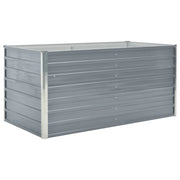 Fioriera rialzata per piante e fiori giardino 160 x 80 x 77 cm acciaio zincato grigio 02_0000797