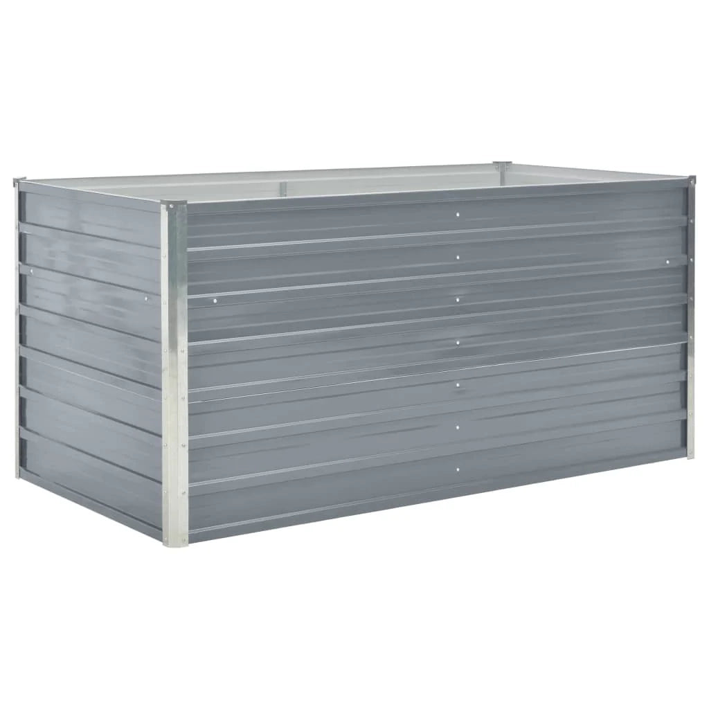 Fioriera rialzata per piante e fiori giardino 160 x 80 x 77 cm acciaio zincato grigio 02_0000797