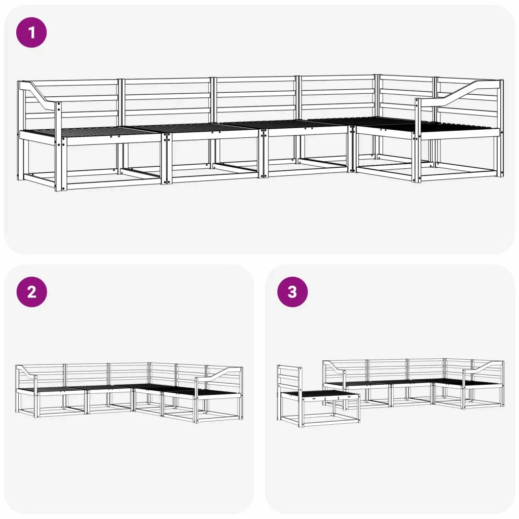 Set di divani da esterno 5 pcs Bianco 325 x 166,5 x 73 cm 3386458