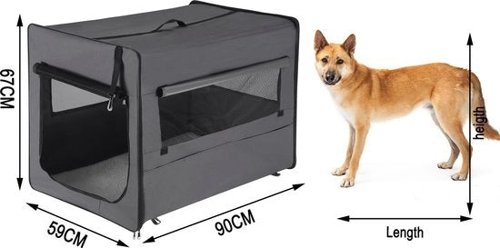 Banco per Cani - Banco con Cuscino - Adatto per Carrello - Grigio, 90 x 59 x 67 cm